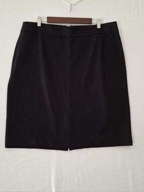 Talbots Black Pencil Skirt Size 16 Back Kick Split Stretch Work Professional